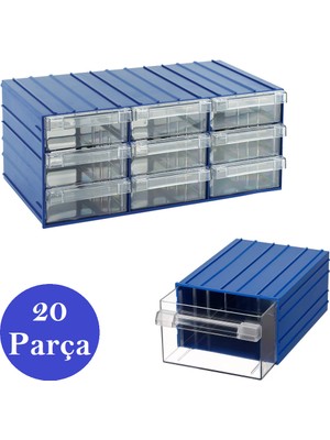 Venoa DS20 Şeffaf Çekmeceli Avadanlık Parça Kutusu 20 Parça 100X140X52 mm