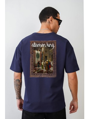 King Brich Ottoman Kilim Baskılı Oversize Kalıp Unisex T-Shirt