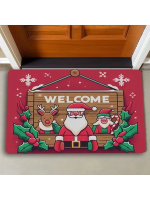 Valerine Life Noel Babalı Yılbaşı Tabelası Welcome Kapı Önü Paspası 45X70CM