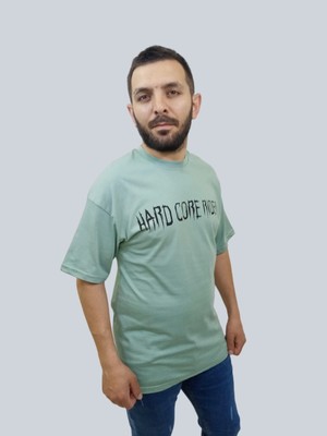 Daniel Milano Erkek Hardcore Oversize Bisiklet Yaka Mint Yeşili Tişört