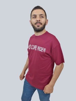 Daniel Milano Erkek Hardcore Oversize Bisiklet Yaka Bordo Tişört