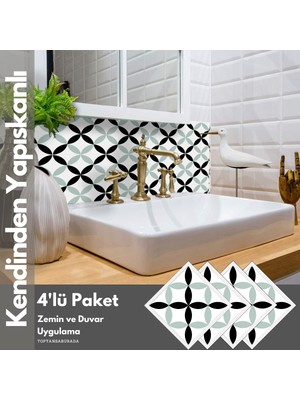 Technosmart 4ADET 30CM×30CM Kendinden Yapışkanlı Duvar Kaplama Mutfak Banyo Pvc Sticker Dekorasyon