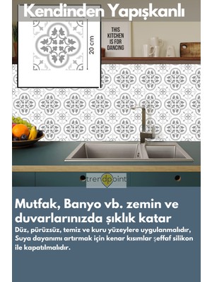 Trendpoint Kendinden Yapışkanlı Pvc Sticker 6ADET 20CM×20CM Mutfak Banyo Duvar Zemin Kaplama