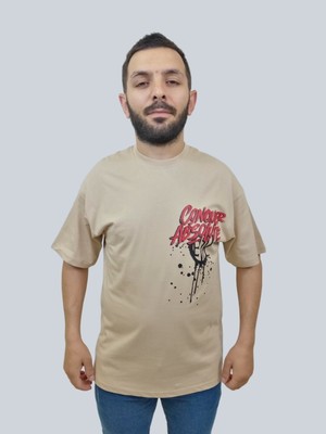 Daniel Milano Erkek Conquer Oversize Bisiklet Yaka Sütlü Kahve T-Shirt