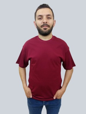 Daniel Milano Erkek Simple Bisiklet Yaka Bordo T-Shirt