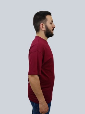 Daniel Milano Erkek Simple Bisiklet Yaka Bordo T-Shirt