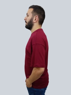 Daniel Milano Erkek Simple Bisiklet Yaka Bordo T-Shirt