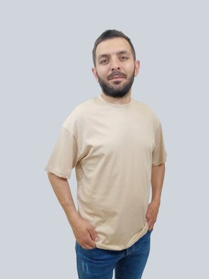 Daniel Milano Erkek Simple Bisiklet Yaka Sütlü Kahve T-Shirt