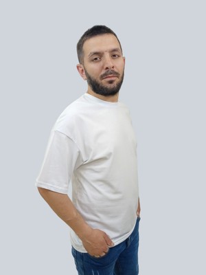 Daniel Milano Erkek Simple Bisiklet Yaka Beyaz T-Shirt