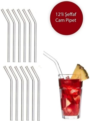 12 Adet Cam Pipet ve 1 Adet Pipet Temizleme Fırçası