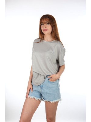 Moda Derin Gri  Modal Oval T-Shirt