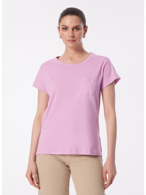 Sisley Bisiklet Yaka Lila Kadın T-Shirt 3I1Xl1058