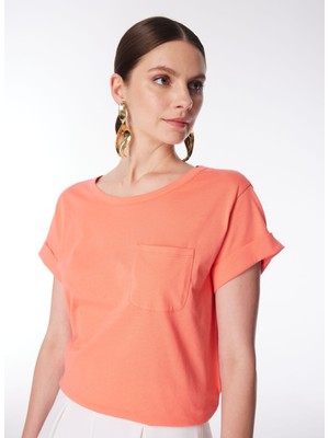 Sisley Bisiklet Yaka Mercan Kadın T-Shirt 3I1Xl1058