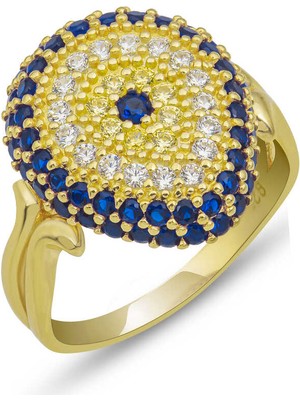 Gumush Gümüş Gold Damla Nazarlı Kadın Yüzük