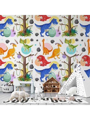 Duvar Kağıdı Baskı Dinazor Desenli Çocuk Oyun Odası Duvar Kağıdı Baskı