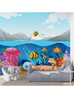 Duvar Kağıdı Baskı Deniz Altı Balık Duvar Kağıdı Baskı