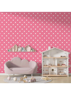 Duvar Kağıdı Baskı Pembe Noktalı Duvar Kağıdı Baskı