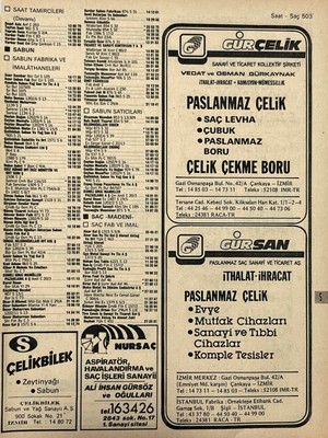 Hasyılmaz Izmir 1982-1983 Meslek Reklam Ilanı Efemera S503