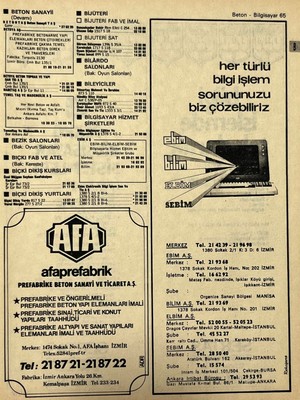 Hasyılmaz Izmir 1982-1983 Meslek Reklam Ilanı Efemera S65