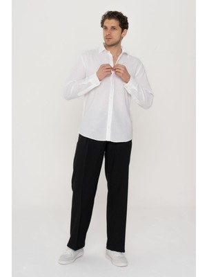 Jack & Jones Jjelinen Blend Shirt Ls Sn White