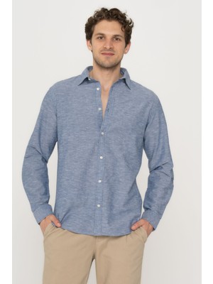 Jack & Jones Erkek Keten Karışımlı Uzun Kol Gömlek - Elinen