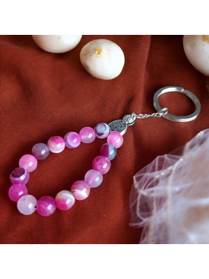 Mga Doğaltaş Pembe Akik Taşı Anahtarlık Doğal Taş Tesbih Model Anahtarlık Hakiki Doğal Taş Tesbih Anahtarlık Doğal Taş Anahtarlık