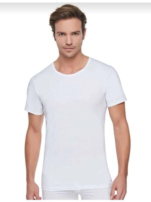 Tutku Erkek 2XL Bisiklet Yaka Kısa Kol Atlet 6 Adet Beyaz Pamuklu Rahat Kesim 0103