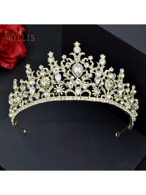 Qiuhong Shop A136 Altın A125 Gelin Taçlar Prenses Kafa Kristal Gelin Tiaras Tasarımcı Düğün Saç Takı Kraliçe Diadem Başlıklar Kadın Şapkalar (Yurt Dışından)