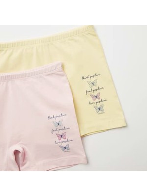 Natuline Organik Boxer Likralı Positive Butterfly 2li Pembe - Sarı