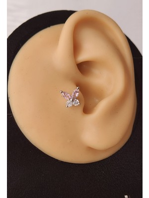 Eva Takı Kelebek Modeltragus Helix Piercing Ear Cuff Kıkırdak Çelik Küpe