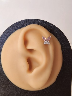 Eva Takı Kelebek Modeltragus Helix Piercing Ear Cuff Kıkırdak Çelik Küpe