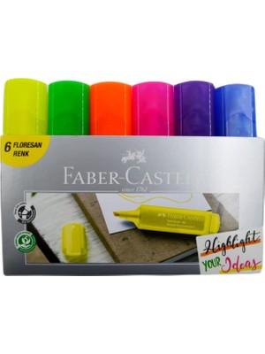 Faber-Castell 18'li Fosforlu Kalem Seti (6 Metalik+6 Pastel+6 Floresan)