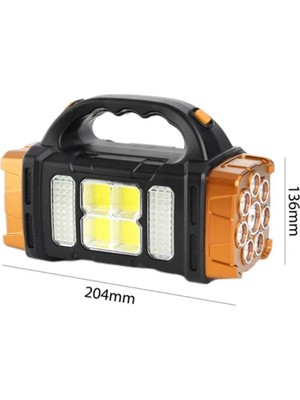 Gold Orion Güçlü Güneş LED Işıkları El Feneri Paneli Harici  Kamp Yürüyüş USB Şarj Edilebilir El Feneri