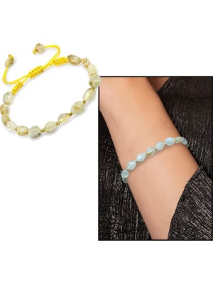 Gümüş Hediye Al Makrome Örgülü Naturel Kesim Sitrin Doğaltaş Kadın Bileklik