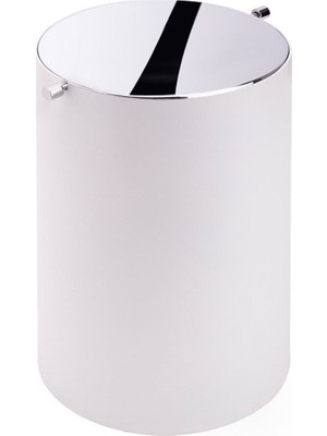 Beyaz/Krom Banyo Çöp Kovası 3 Lt Beyaz-Krom Renk 253X175X175 Mm