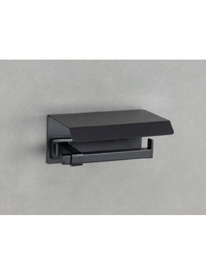 Q-Lıne Kapaklı Tuvalet Kağıtlığı Siyah Renk 85X118X170 Mm