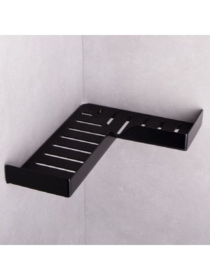 System Banyo Aksesuarları Duvara Monte Banyo Duş Raf Sistemi Siyah 28 cm
