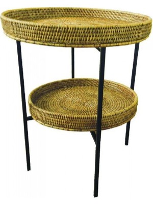 Baolgi Hasır Lola Yan Sehpa Naturel