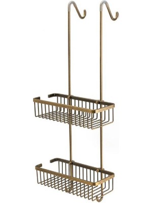 System Banyo Aksesuarları Diktörtgen 2'Li Askılı Duş Rafı Antik Renk 28.2 cm