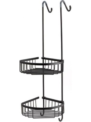 System Banyo Aksesuarları 2'Li Askılı Köşe Duş Rafı Siyah 29 cm