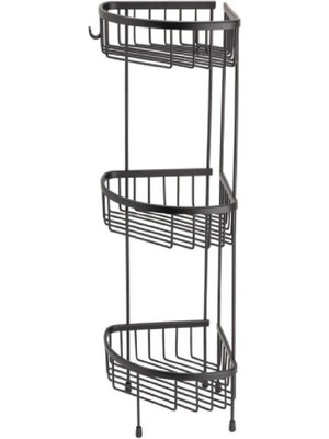 System Banyo Aksesuarları Köşe 3'Lü Ayaklı Duş Rafı Siyah Renk 25 cm