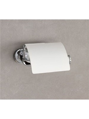 Nord Kapaklı Tuvalet Kağıtlığı Krom/Beyaz Renk 69X121X155 Mm