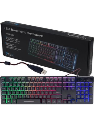 LED Backlight Keyboard Zyg 800 Renkli Işıklı Klavye