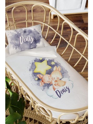 Homamia Isme Özel Anne Yanı 60X100 Beşik Uyku Nevresim Takımı