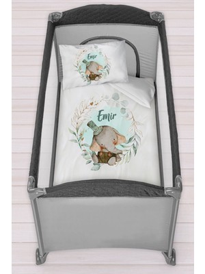 Homamia Isme Özel 75X120 Park Yatak Beşik Nevresim Takımı