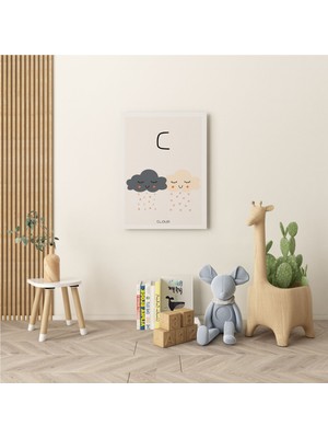 Pegziz Bebek Odası Dekorasyon - Alfabe C Harfi Modern Minimalist Kanvas Tablo - Çocuk Odası Tablo