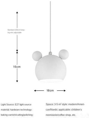 Xinhang Iskandinav Duvar Lambası Alüminyum Mickey Sconce Çocuk Yatak Odası Işıkları Modern Iç Duvar Işık Armatürleri E27 Yaratıcı Lüminaire (Beyaz Asma) (Yurt Dışından)