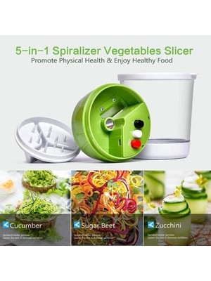 Xinhang 5 In1 El Spiralizer Sebze Dilimleme Ayarlanabilir Spiral Kesici Konteyner Kabak Noodle Spagetti Maker Spiral Dilimleme (Yurt Dışından)