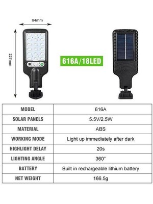 Xinhang (616A / 18LED) 2x LED Güneş Duvar Işık Pır Hareket Sensörü Dim Dim Lamba Açık Bahçe Sokağı Yeni (Yurt Dışından)