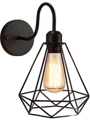 Xinhang Loft Amerikan Demir Siyah Abajur Duvar Lambası Vintage Kafes Bekçi Sconce Çatı Aydınlatma Armatürü Modern Kapalı Aydınlatma Duvar Lambaları (E-Style) (Yurt Dışından)